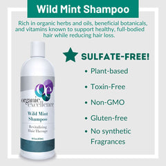 Organic Excellence Wild Mint Rosemary shampoo lather close-up suggests rich, gentle cleansing.