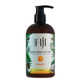Organic Fiji Coco Fiji face and body lotion bottle demonstrates daily hydration for skin.