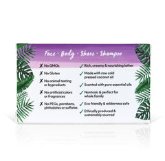 Organic Fiji Coco Fiji Soap Bar Lather closeup with rich creamy foam for skin.