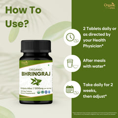 Packaging shows Organic Spree Bhringraj USDA Organic certification and plant-based formula.