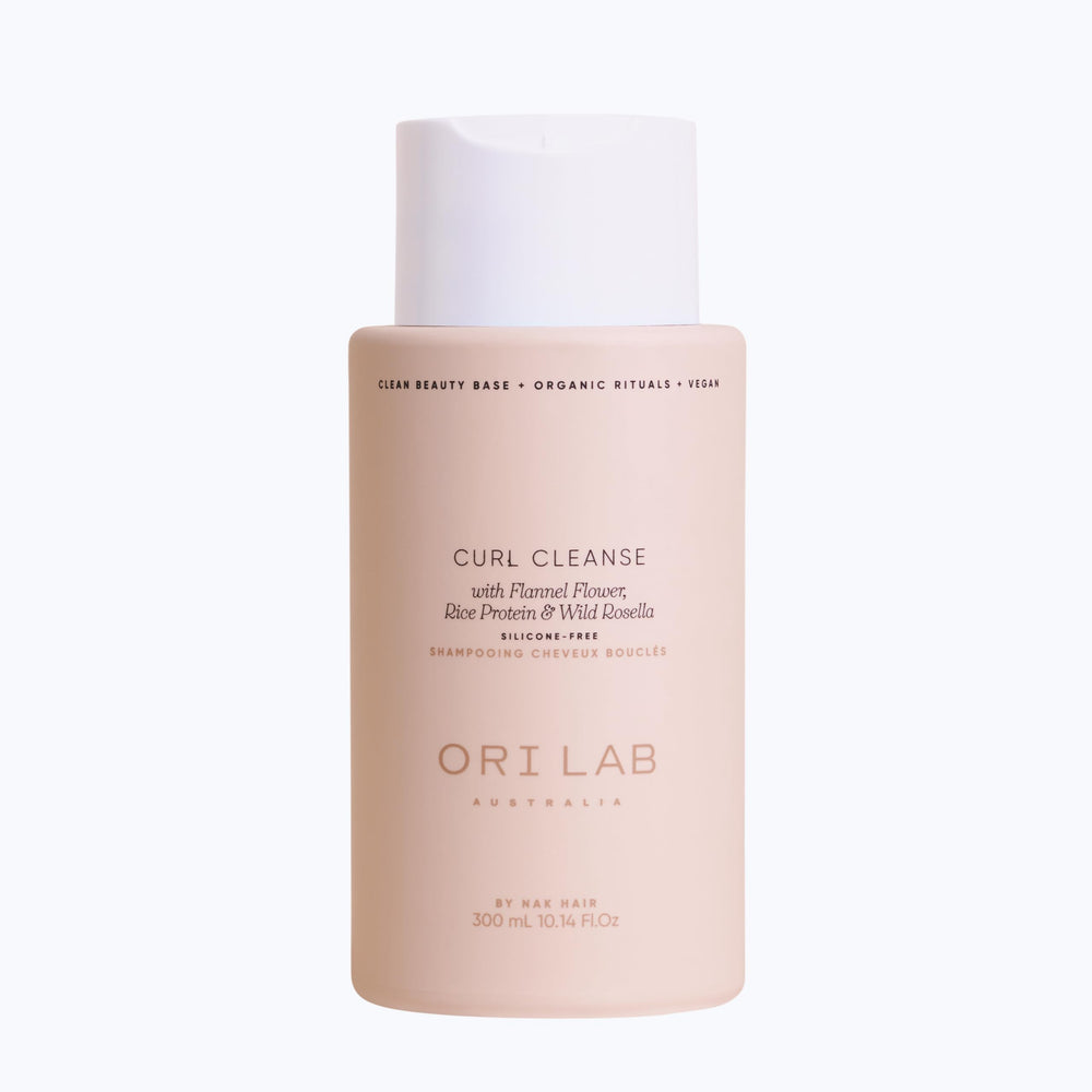 ORI LAB Curl Cleanse bottle front, silicone-free formula for all curl types.