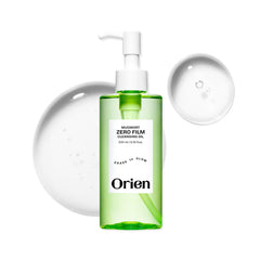 Orien Mugwort Zero Film Cleansing Oil bottle showing gentle makeup removal.