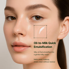 Orien Mugwort Zero Film Cleansing Oil emulsify step for clean results.
