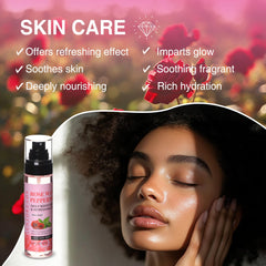 Orientdreads rose water ingredients close-up showing rose water and castor oil.