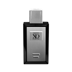 Orientica XO Xclusif Oud Noir gift box presentation conveys premium fragrance.