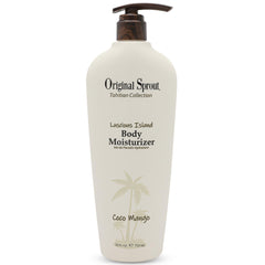 Original Sprout Luscious Island Moisturizer bottle front, lightweight hydration, tropical coconut-mango scent.