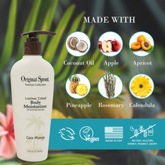 Close-up texture of Original Sprout lotion reveals lightweight, non-greasy feel