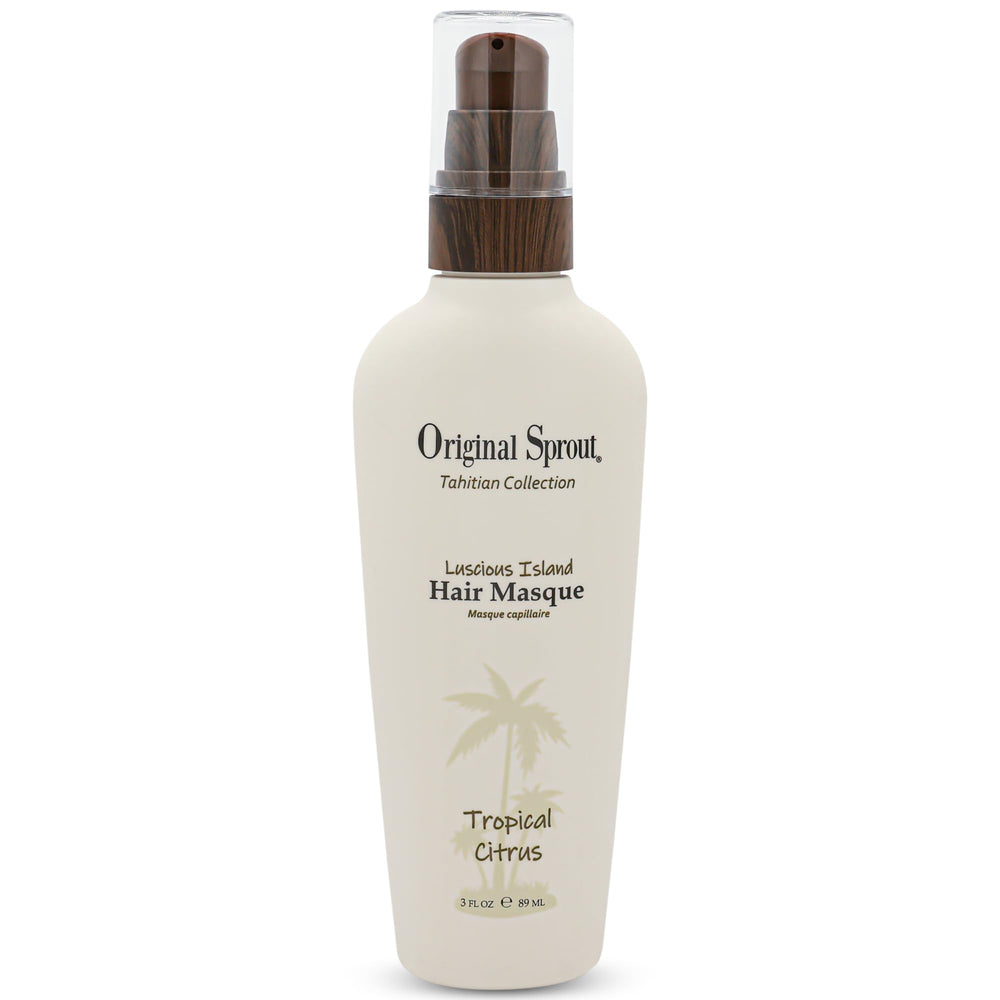 Original Sprout Luscious Island Hair Masque pump bottle for lightweight hydration and detangling.