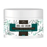 ORISO Urea Cream 40% heel balm showing intense hydration for dry, cracked heels.