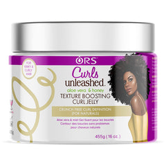 ORS Curls Unleashed Set it Off Curl Boosting Jelly model applying product for defined curls