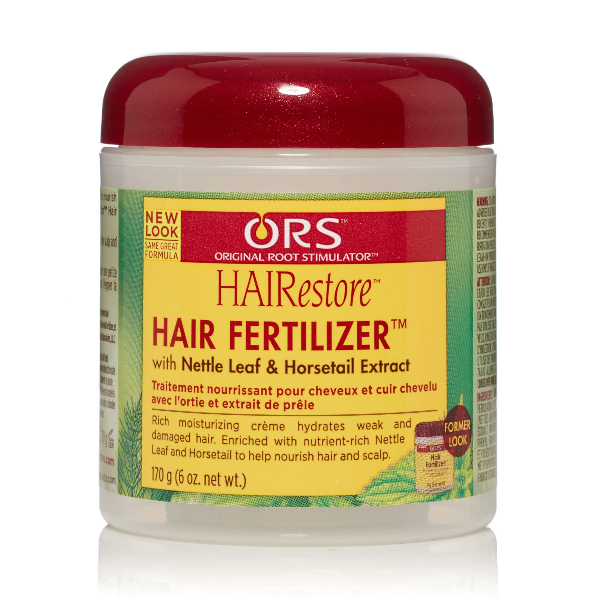 ORS Hair Fertilizer jar, 6 oz bottle, for easy scalp care and daily nourishment.
