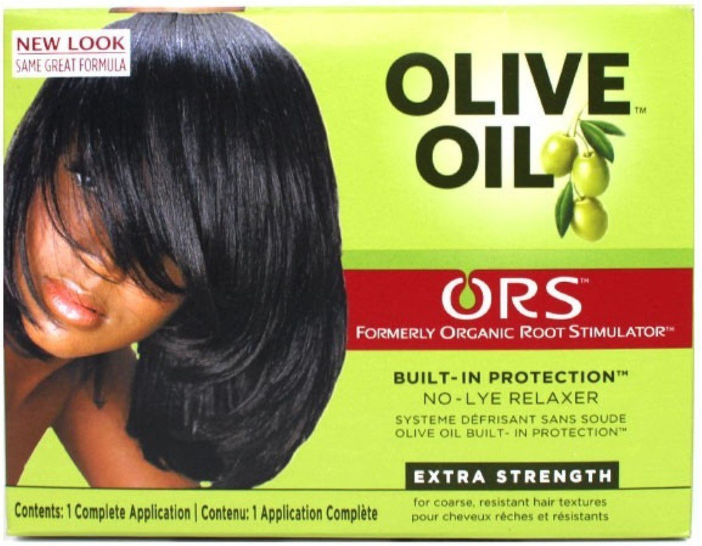 ORS HAIRestore olive oil no-lye relaxer kit, extra strength, pack of 3, smooth roots