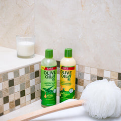 ORS Olive Oil Shampoo ingredients label focuses on Olive Oil and Aloe for shine.