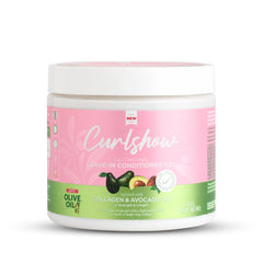 ORS Curlshow leave-in bottle highlights olive oil infusion for smoother, defined curls