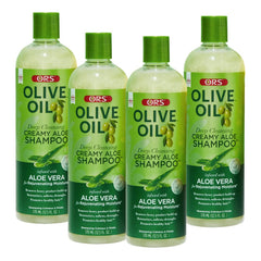 ORS Olive Oil Moisture Restore Shampoo bottle for gentle cleansing and detangling.