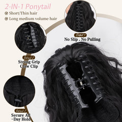 ORSUNCER clip comb provides secure hold to keep the ponytail in place