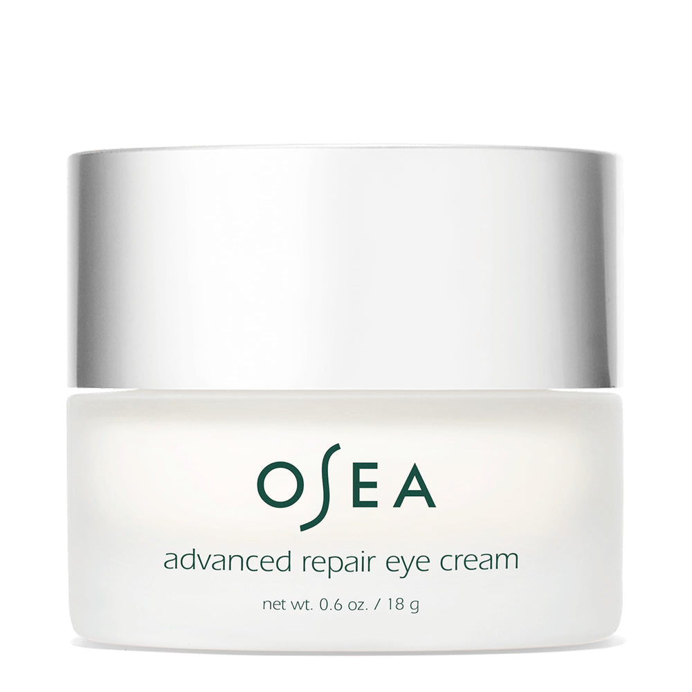 OSEA Advanced Repair Eye Cream jar closeup highlighting hydrating formula for delicate under-eye skin