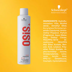 OSiS+ Freeze hairspray after application delivering smooth, flexible hold