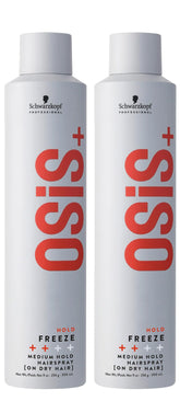 OSiS+ Freeze hairspray bottle on vanity for brushable hold