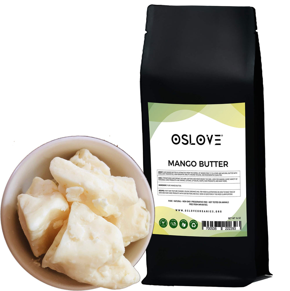Oslove Mango Butter 1lb packaged for easy DIY skincare and hair care.