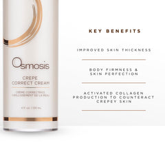 OSMOSIS Crepe Correct Body Cream on knees demonstrates hydration and smoother appearance.