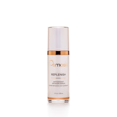 OSMOSIS Replenish antioxidant serum bottle on vanity, highlighting daily hydration