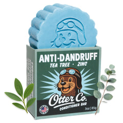 Otter Co anti-dandruff conditioner bar closeup showing creamy texture for scalp care