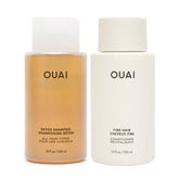 OUAI Detox Shampoo bottle clarifies buildup for refreshed hair.