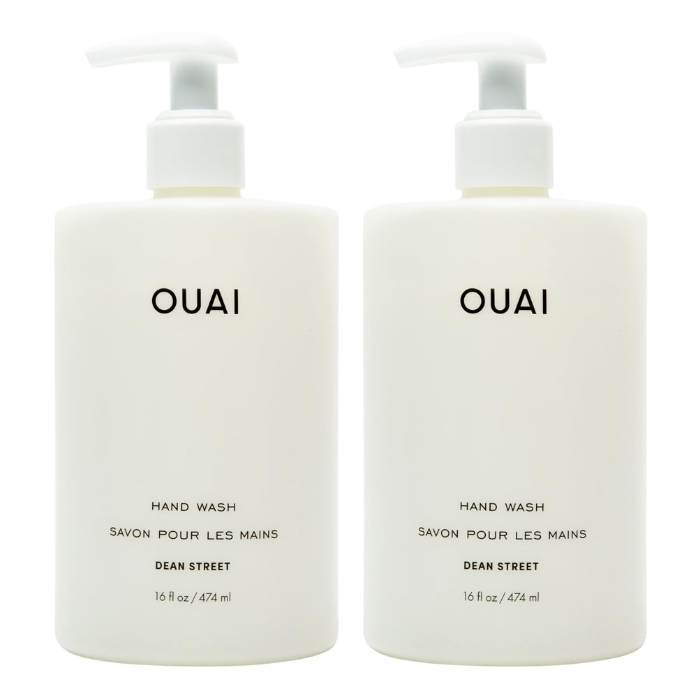 OUAI Hand Wash Dean Street pump bottle ready to dispense gentle exfoliating lather