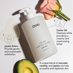 OUAI exfoliating hand wash with jojoba esters for skin-friendly cleansing