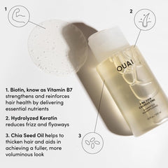 OUAI Keratin Biotin Chia ingredients image suggesting nourishment for fine hair