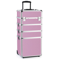 OUDMAY makeup train case top compartments keep cosmetics neatly organized.
