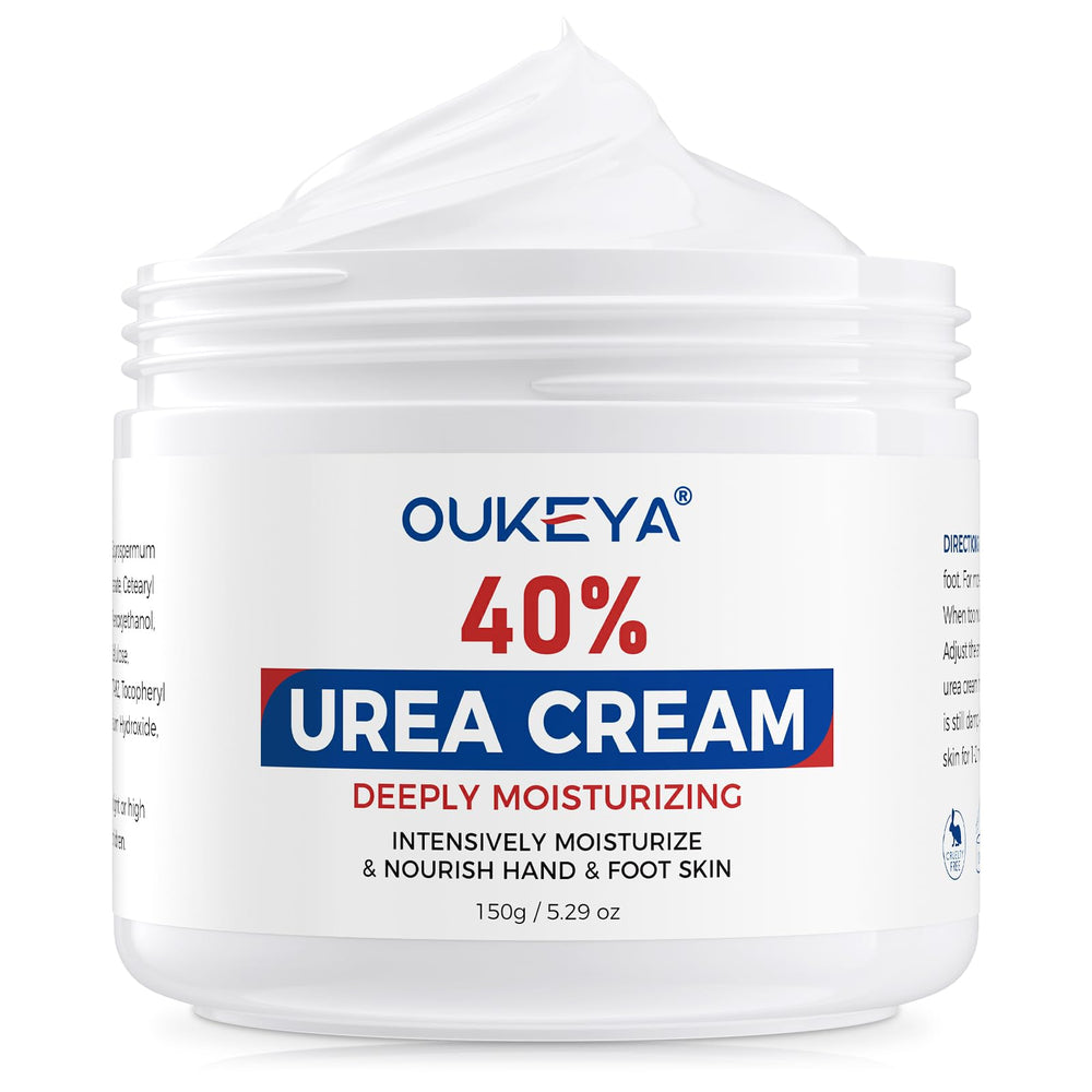 OUKEYA 40% Urea Cream bottle front shows deep hydration for dry skin.