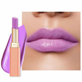 Oulac Pinky Purple lipstick swatch reveals glassy shine and rich color.