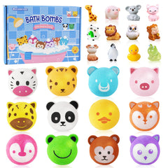 OuMuaMua bath bombs with animal shapes and surprise toy inside for kids