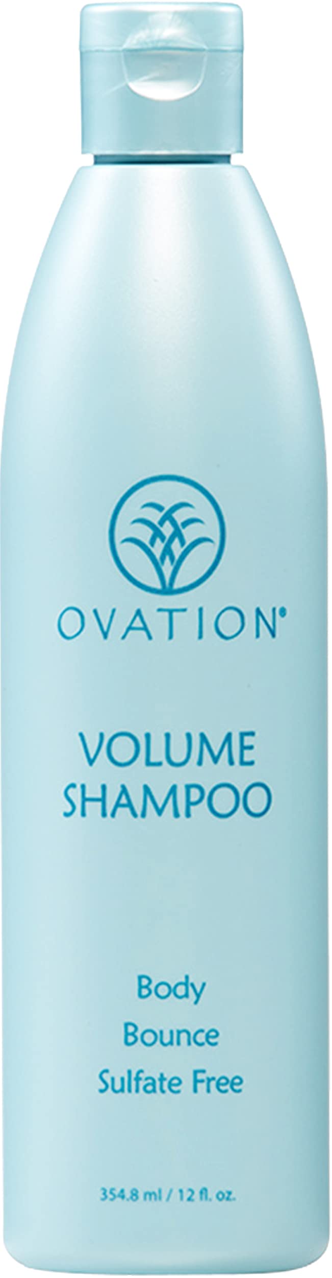 Ovation Hair Volume Shampoo bottle shows color-safe formula for fuller hair.