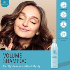 Ovation Hair Volume Shampoo lather highlights gentle cleansing and easy rinsing.