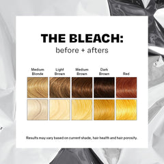Overtone lightening powder with brass-neutralizing formula for cooler blonde.