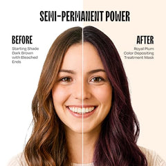 oVertone Cherry Chestnut color-depositing mask applying on hair