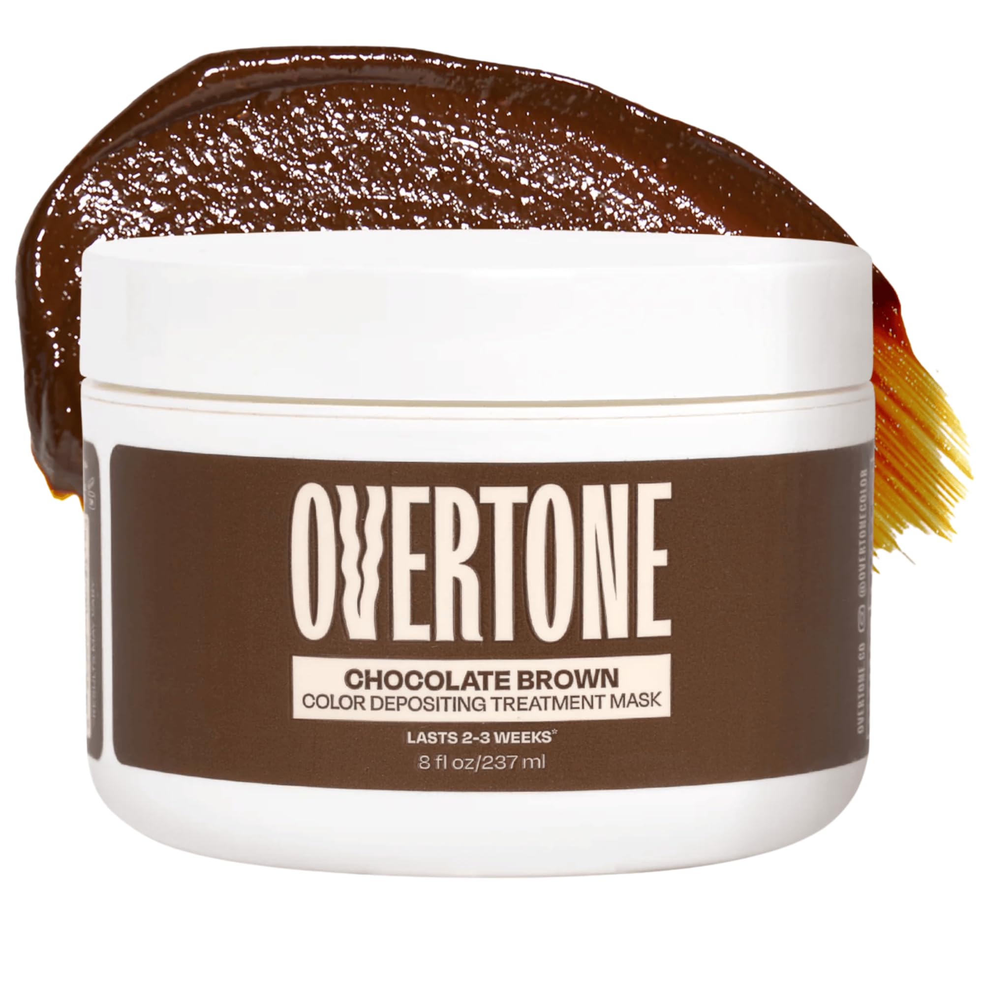Overtone Chocolate Brown color conditioner bottle showing deposit-ready pigment for vibrant, even color.