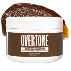 Overtone Chocolate Brown color conditioner bottle showing deposit-ready pigment for vibrant, even color.