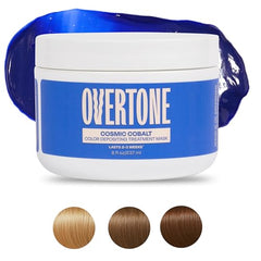 overtone cosmic cobalt bottle back reveals at-home usage instructions for color care.