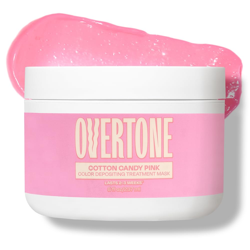 Overtone Cotton Candy Pink bottle showing vibrant at home color deposit