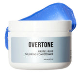 Overtone Glacier Mist bottle front shows vibrant color booster for all hair types.