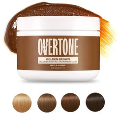 Overtone Golden Brown application gloves ready for at-home color sessions
