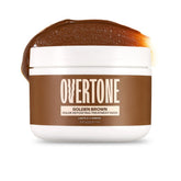 Overtone Golden Brown bottle closeup, color-depositing conditioner for all hair types