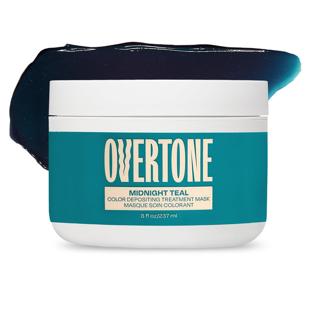 Overtone Midnight Teal bottle front showing vibrant color for at-home color conditioning