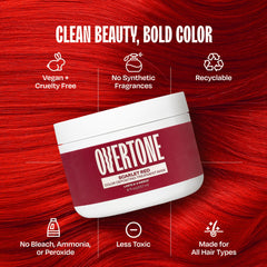 Before and after hair with Scarlet Red showing color depth