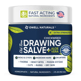 OWELL Naturals Drawing Salve jar with clear formula for gentle skin relief.
