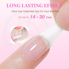 OXIZONA press-on nails application with glue for fast, reliable bonding.